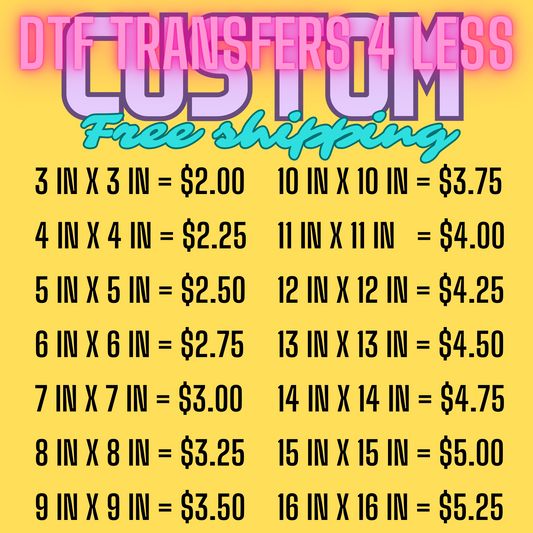 NEW BULK DTF TRANSFERS!!! 30 minimum = 1 set SAVE